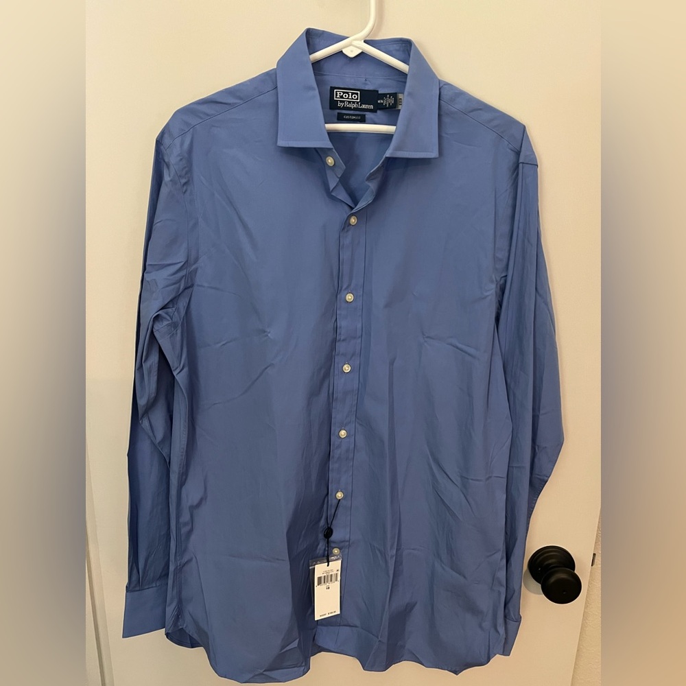 NWT Polo Ralph Lauren blue long sleeve button down dress shirt!